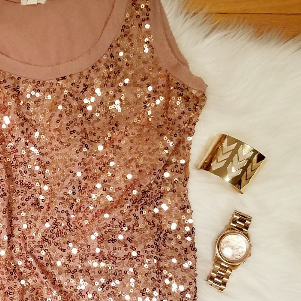 J. Crew rose gold sequin tank